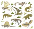 Set Of Cartoon Dinosaurs